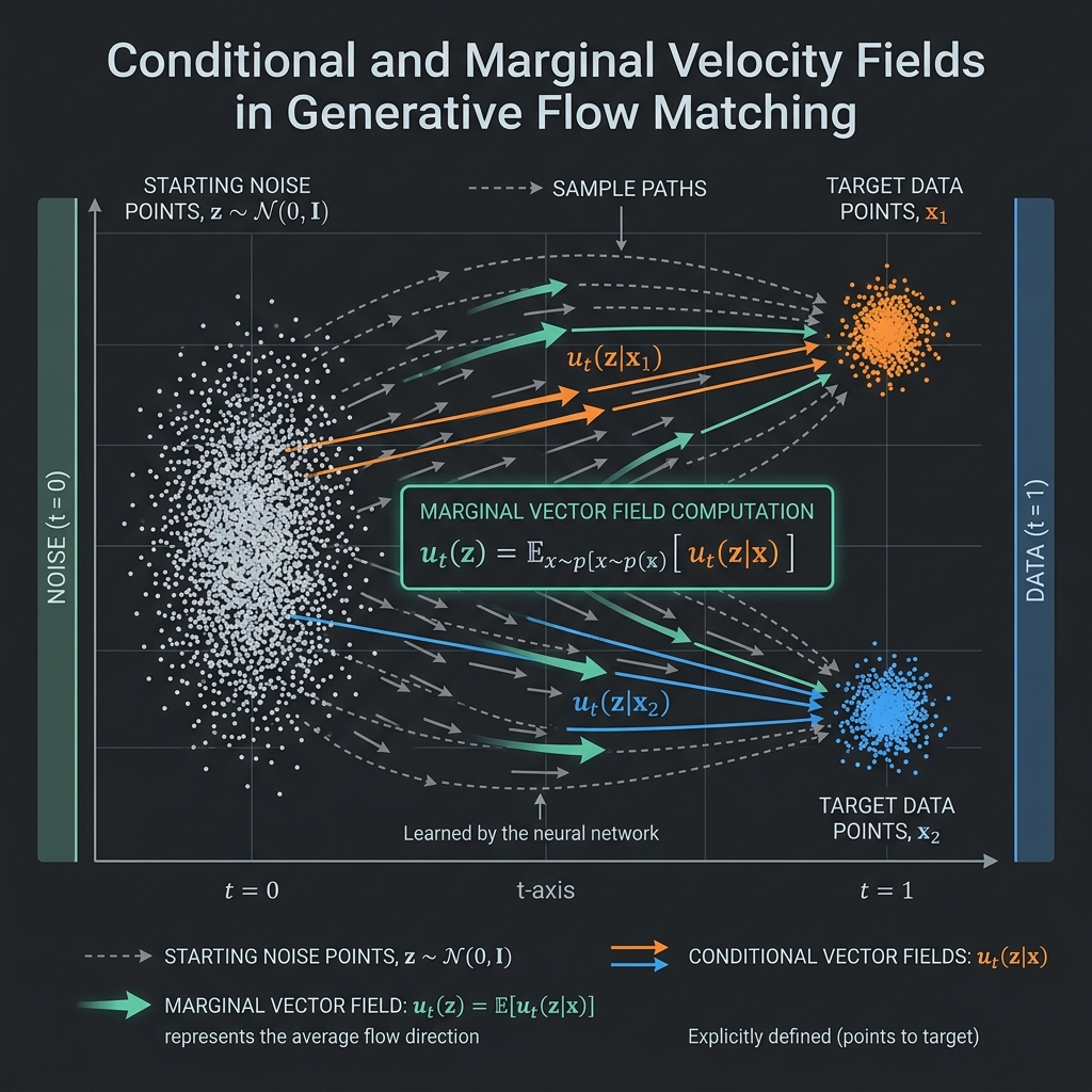 Conditional and Marginal Velocity Fields