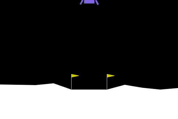 Trained REINFORCE agent landing on the lunar surface